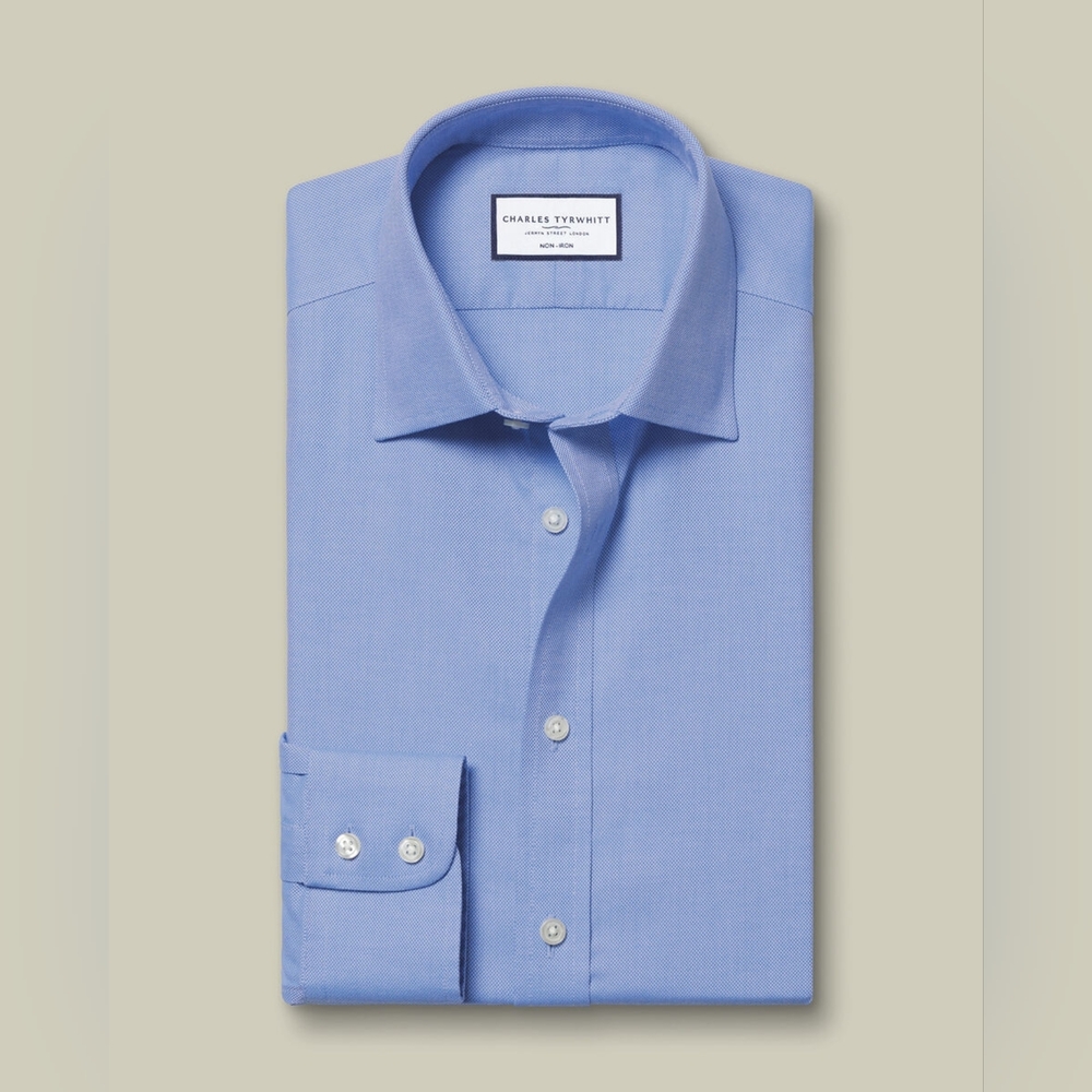 Charles Tyrwhitt Royal Oxford Classic Fit Dress Shirt, Ocean Blue, 17.5/35in